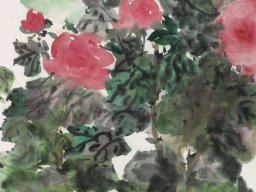 S005 夏雨墨---玫瑰原為石 198x46cm 水墨 2001